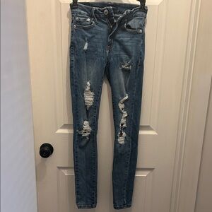 Aeropostale Distressed Skinny Jeans in Blue